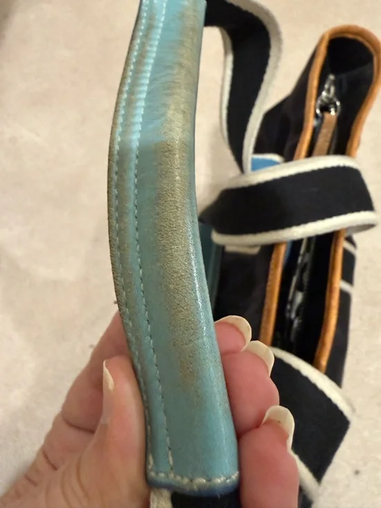 Coach 1941 Black Tote Bag with Light Blue Trim and Tan Accents - Picture 12 of 13